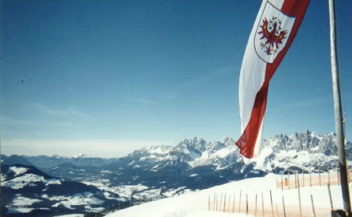 Mountain Views With the Tyrolian Flag In The Foreground